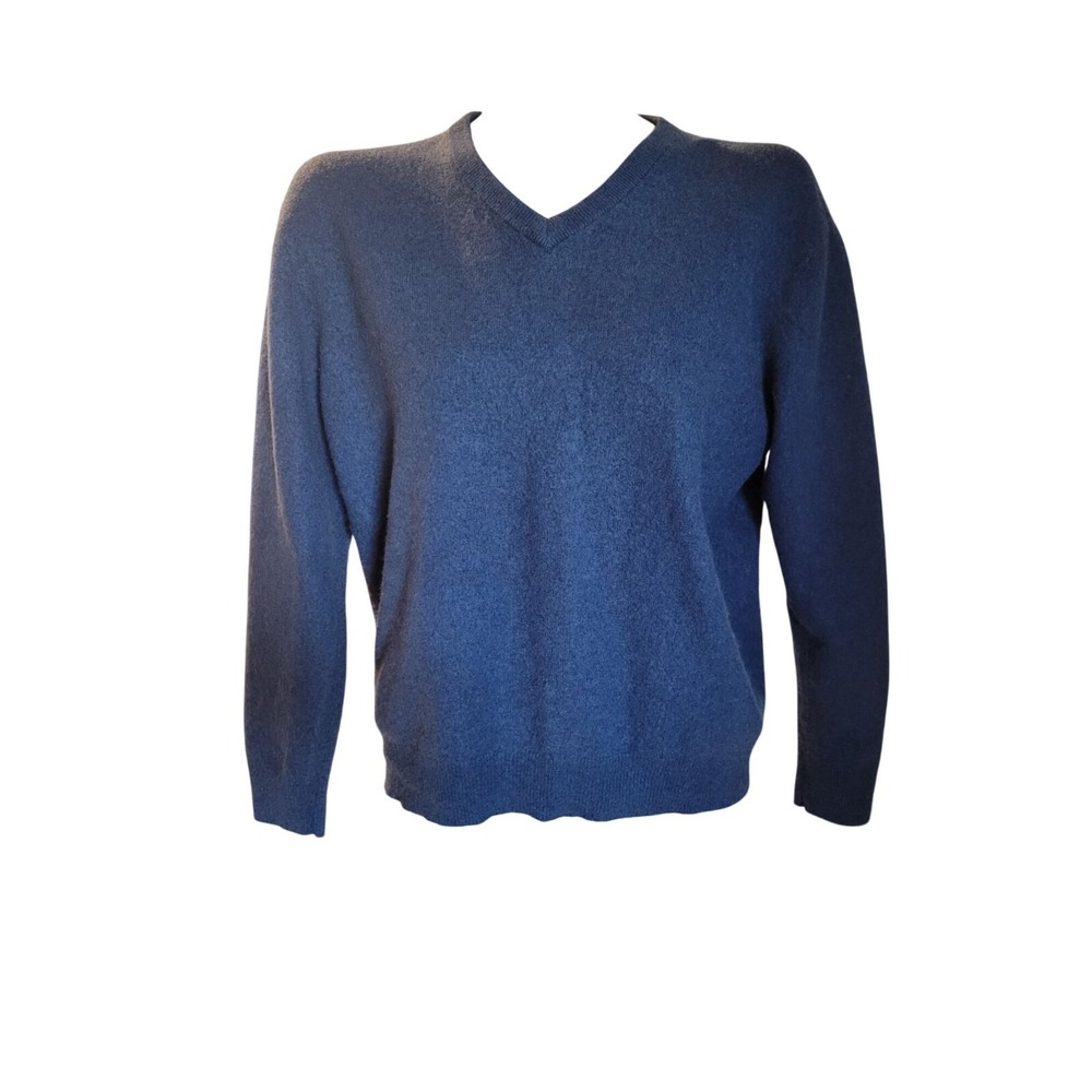 Jos. A. Bank Travelers Collection Large V-Neck‎ Cashmere Sweater Blue luxury